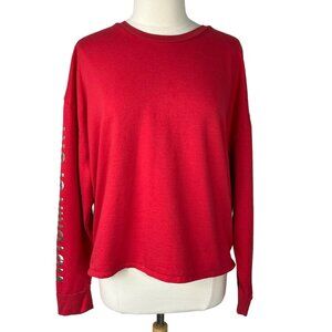 Victoria Sport Womens Cropped Pull Over Sweatshirt Red Size XL
